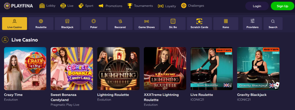 Playfina Live Casino